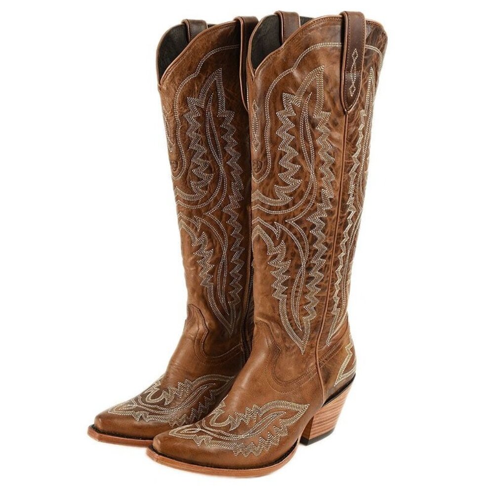 Ariat Womens Brown Leather Casanova Snip Toe Western 16"Height Boots Size 9